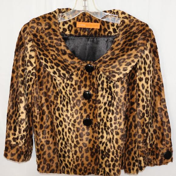 Leopard Print Cynthia Steffe  Blazer Fully Lined 3/4 Sleeves Sz LWomen - Picture 7 of 16